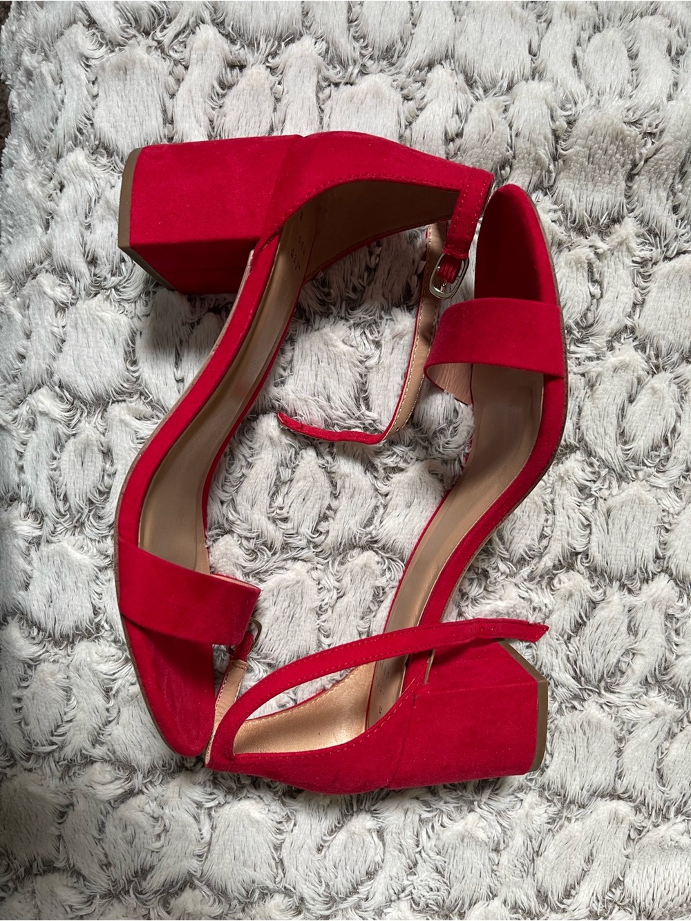 Red Block Heel Ankle-Strap Sandals